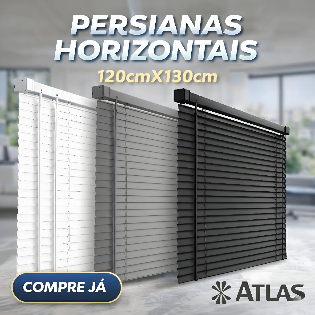Persiana Cortina Horizontal Pvc 120x130cm Cozinha Quarto Cor Branca