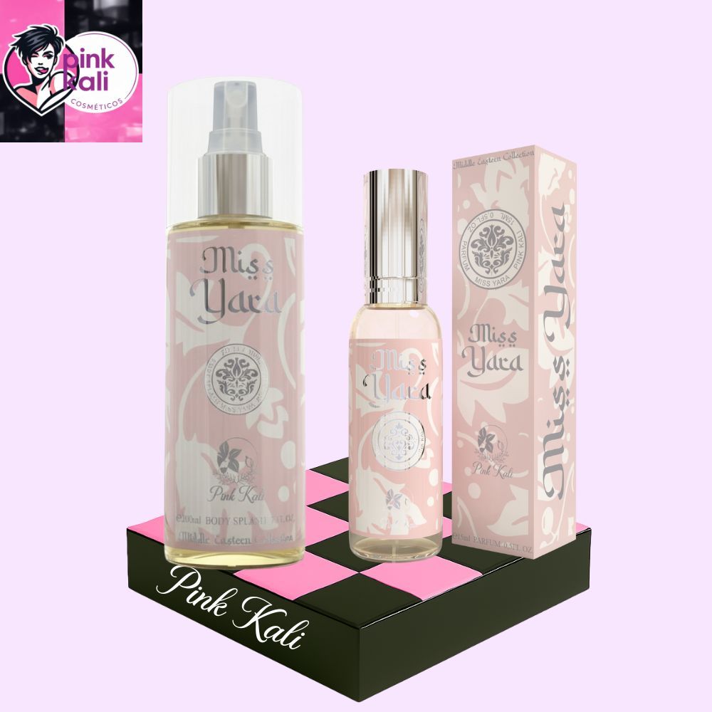 MISS YARA Kit (02 unidades) Body Splash 200ml + Perfume 15ml Arabe PINK KALI original feminino