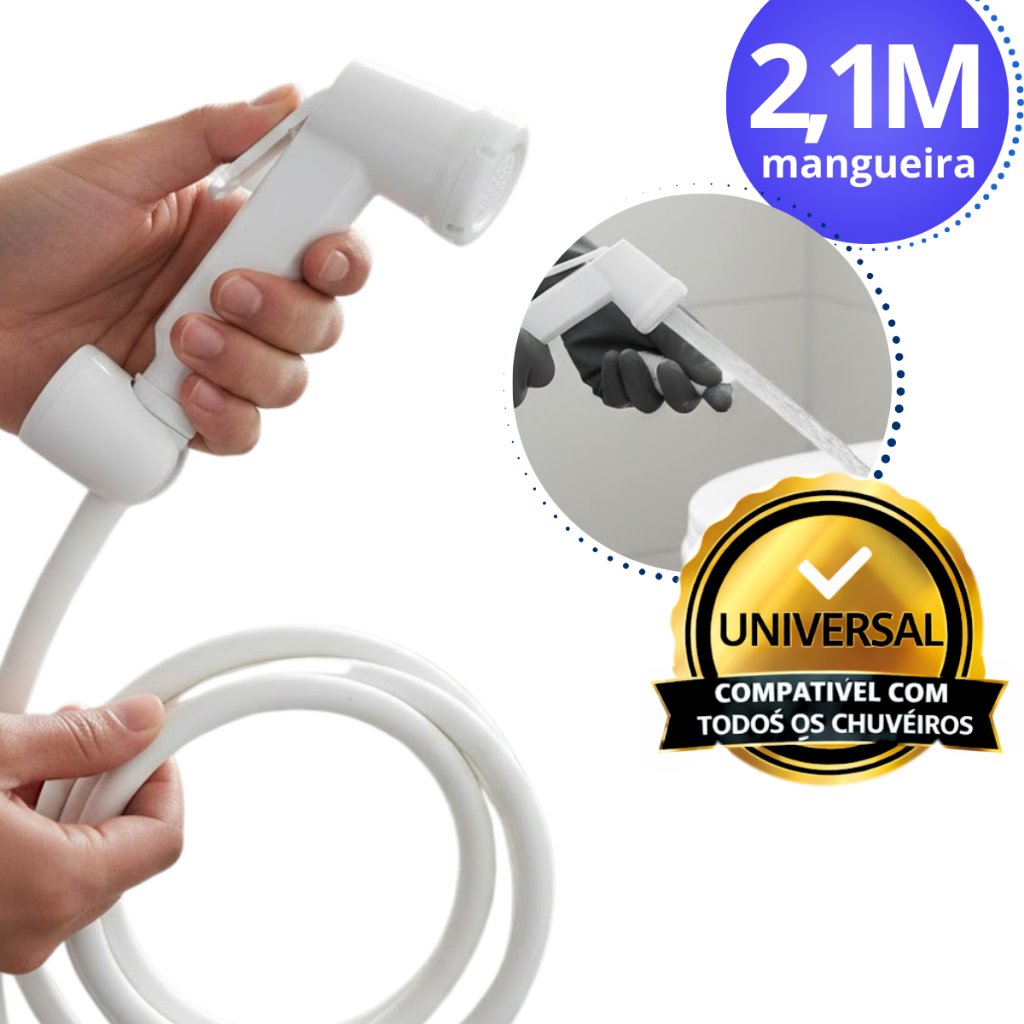 Kit Mangueira chuveiro chuveirinho com gatilho de pressão Sintex - T5146