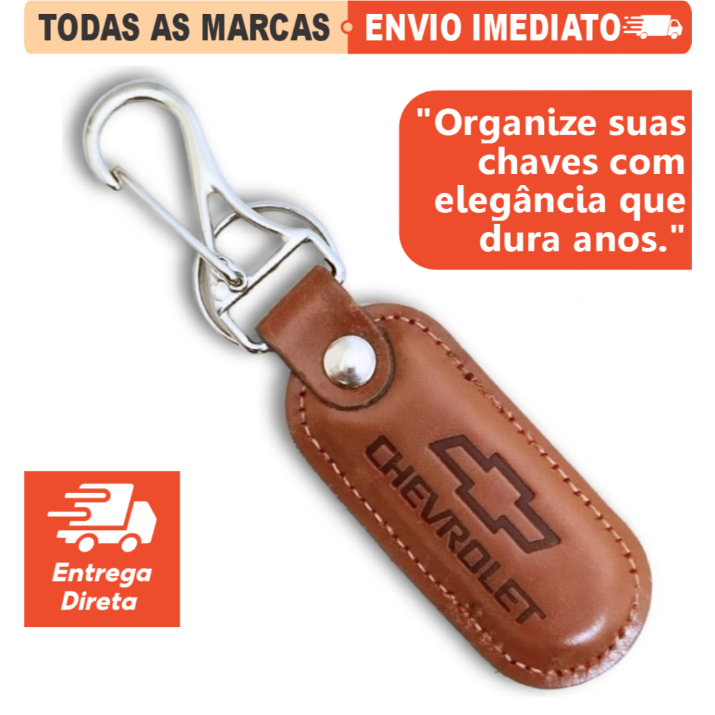 Chaveiro de Couro com Emblema Marcas Carro e Moto - Todas as Marcas Disponíveis Universal Vários Modelos 59SEF655F5E5FEE