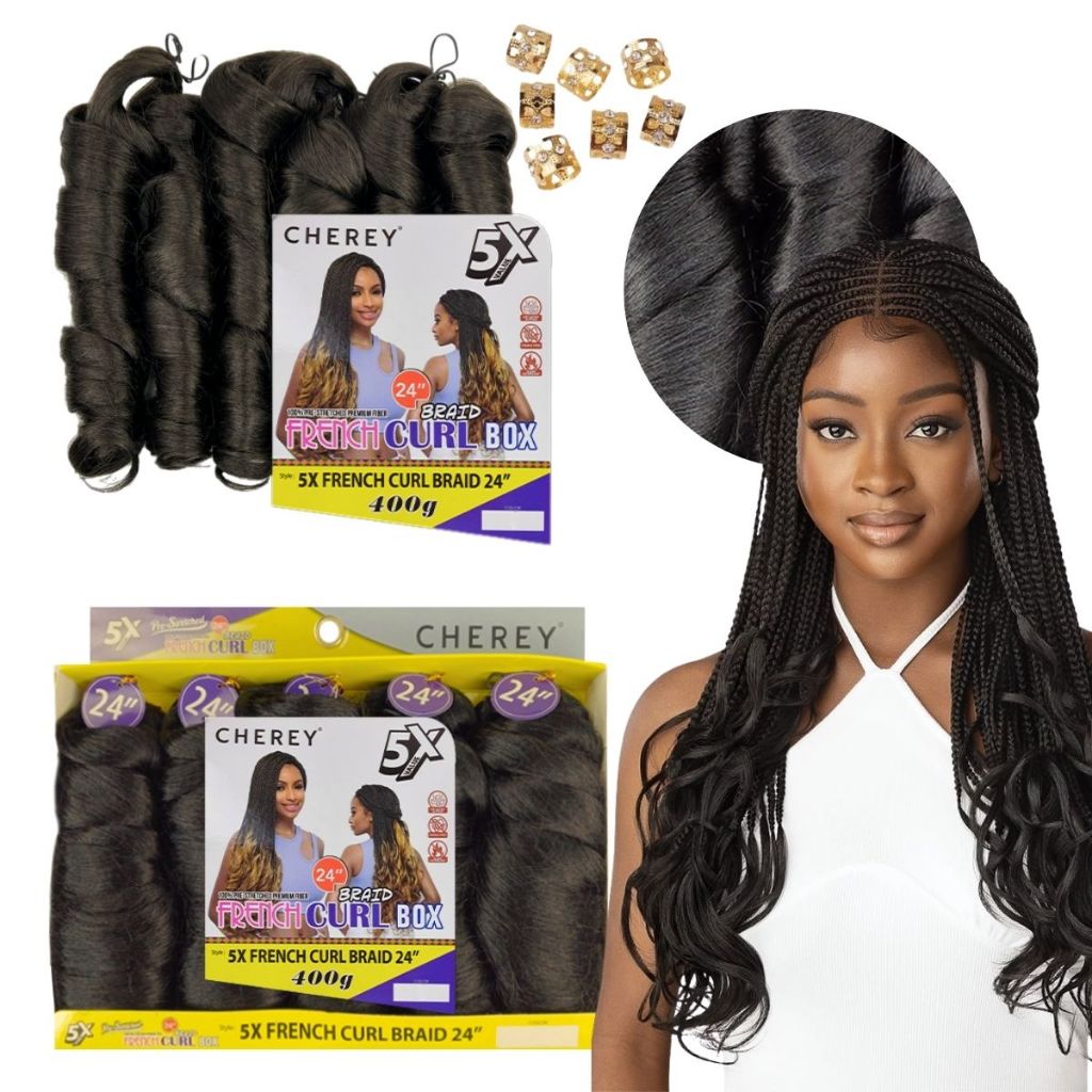 Cabelo French Curl Cherey 400g Liso Ondulado Para Tranças Premium