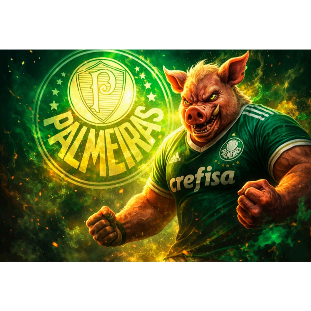 Bandeira do Palmeiras Escudo e Mascorte Grande em tecido Oxford Bandeira de time Palmeiras