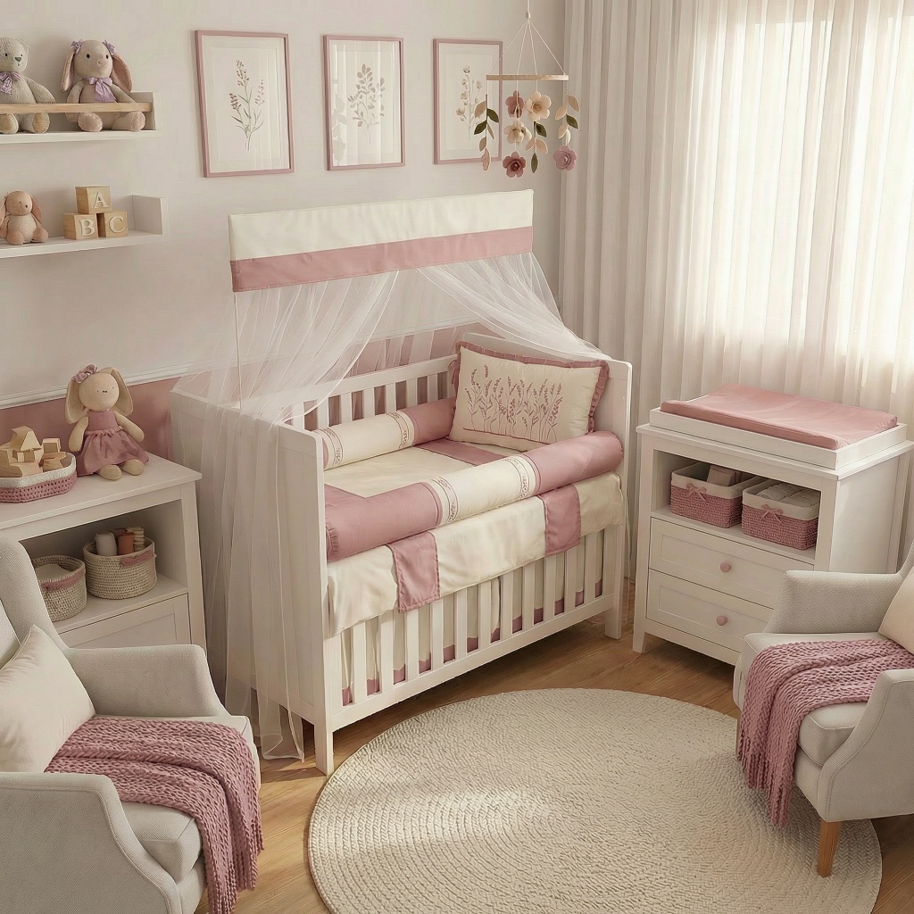 Kit Berço Americano Bordado Flores Menina Rosê em Oferta na Shopee