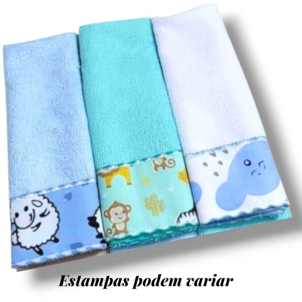 Kit Economico 03 peças Ombro ou Boca Algodão misto Cores e Estampas Variadas 20cm x 40cm Ponto Overlocado Variados em Oferta na Shopee