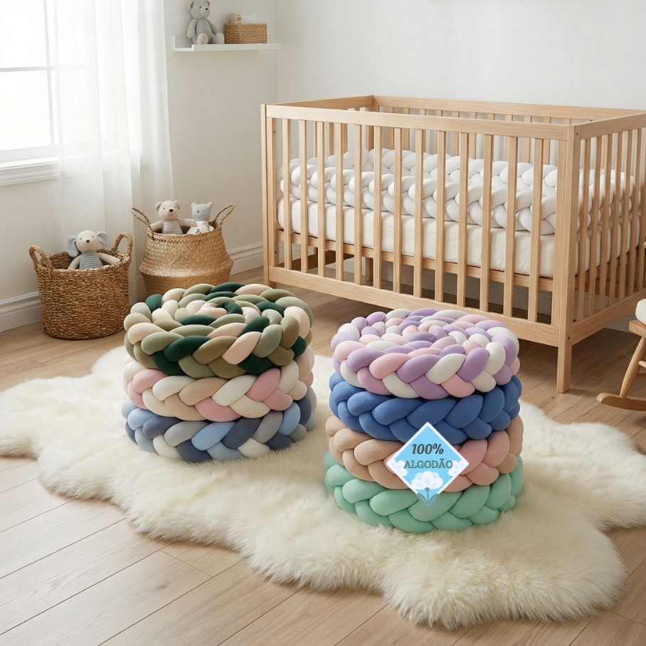 Lançamento Trança Avulsa Lepetit Berço Americano, Mini Berço, Mini Cama Algodão Menina Menino em Oferta na Shopee