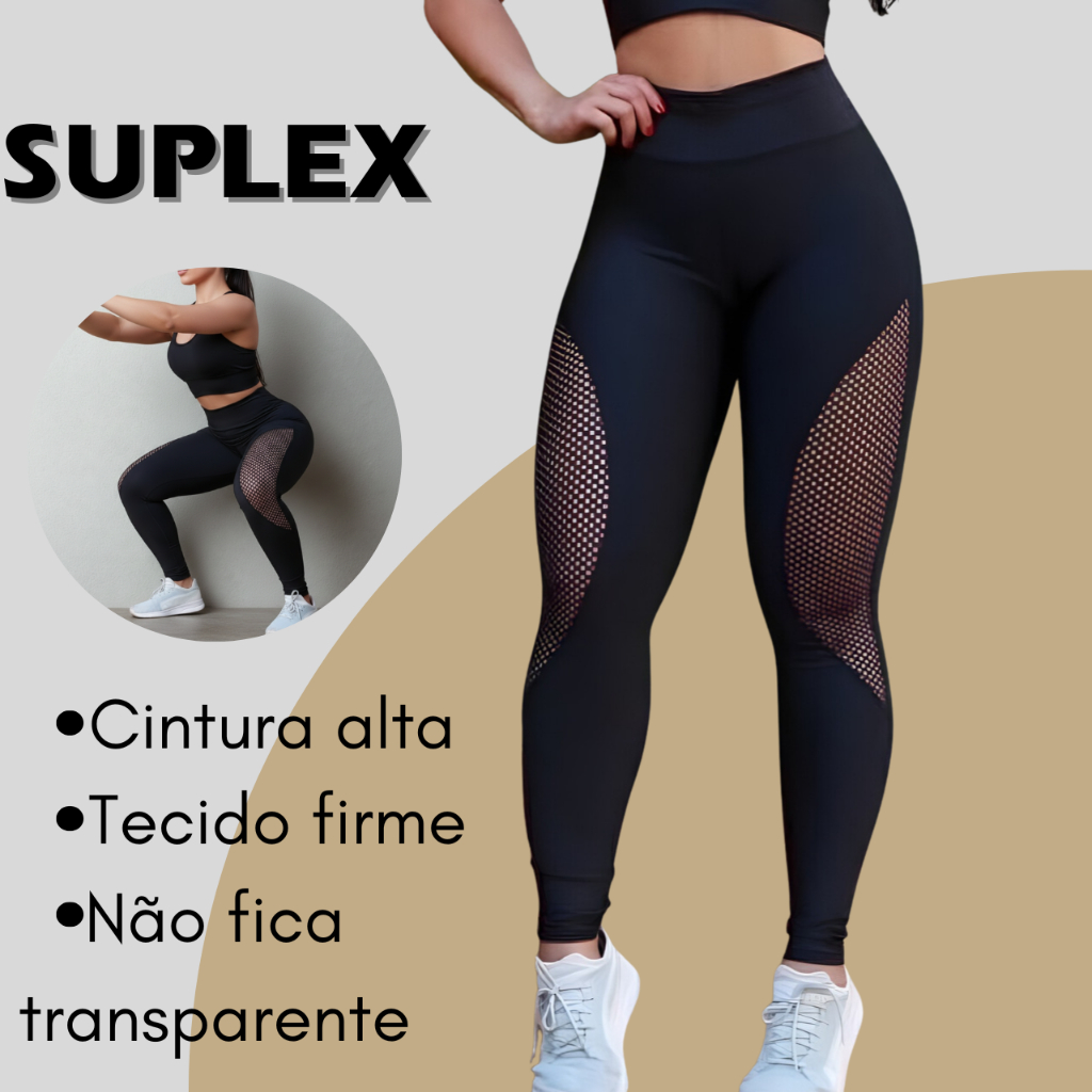Calça Legging Feminina Cintura  Alta Zero Transparência Malha Suplex para Academia - Promoção !