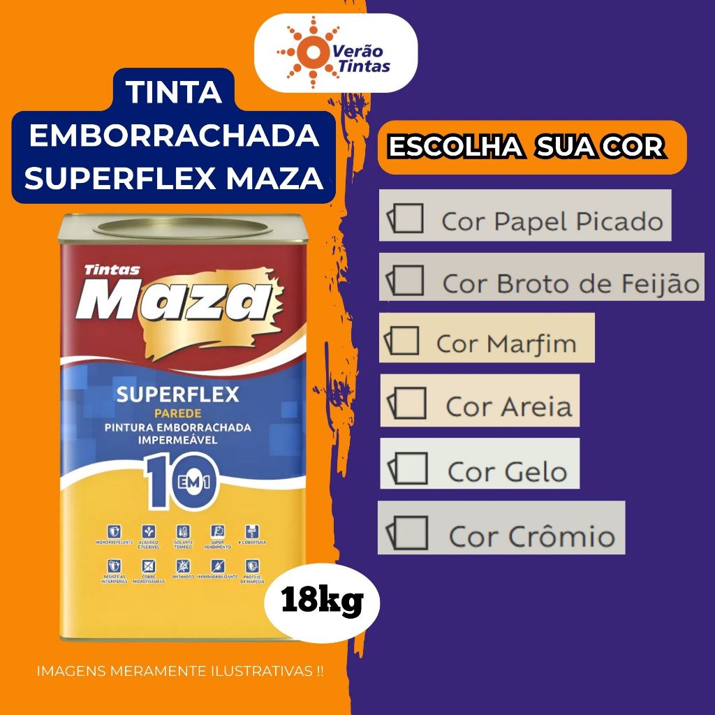 TINTA PINTURA EMBORRACHADA SUPERFLEX CORES DIVERSAS 18KG MAZA em Oferta na Shopee