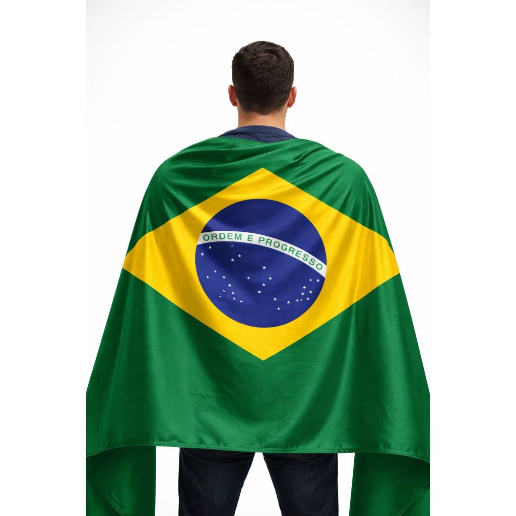 Bandeira do Brasil Grande 1,50 x 1,00 Tecido Cetim Cores Vivas e com Acabamento OVERLOQUE