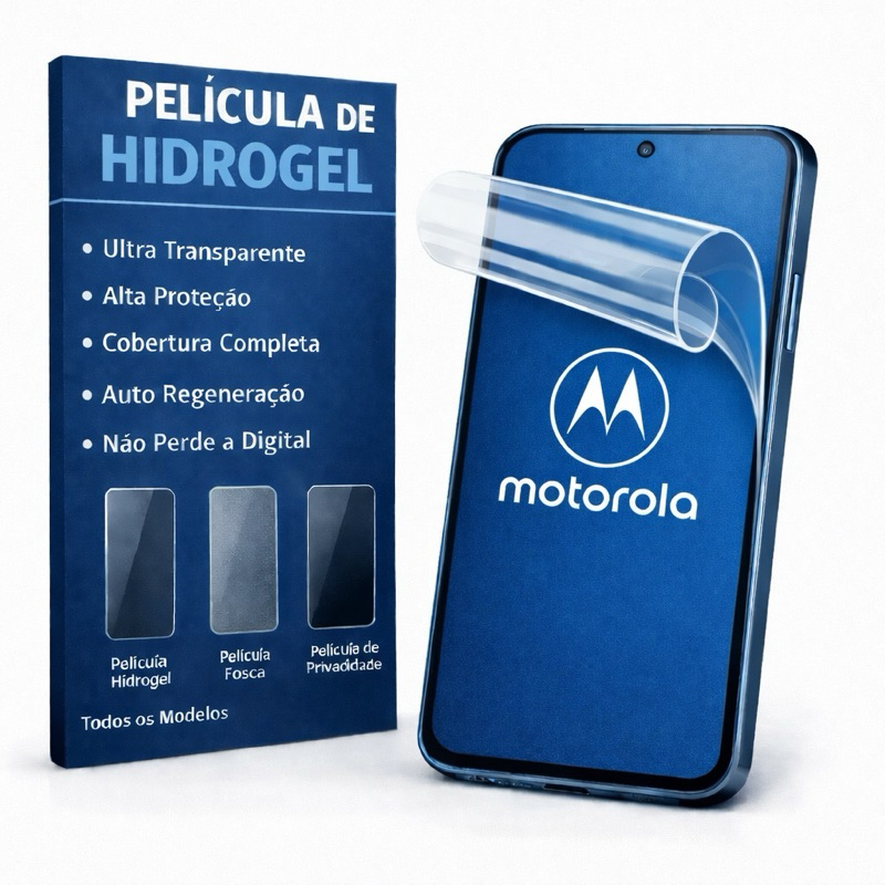 Película Hidrogel Para Tela Celular Motorola Anti Risco Impacto Privativa Fosca Proteção Premium