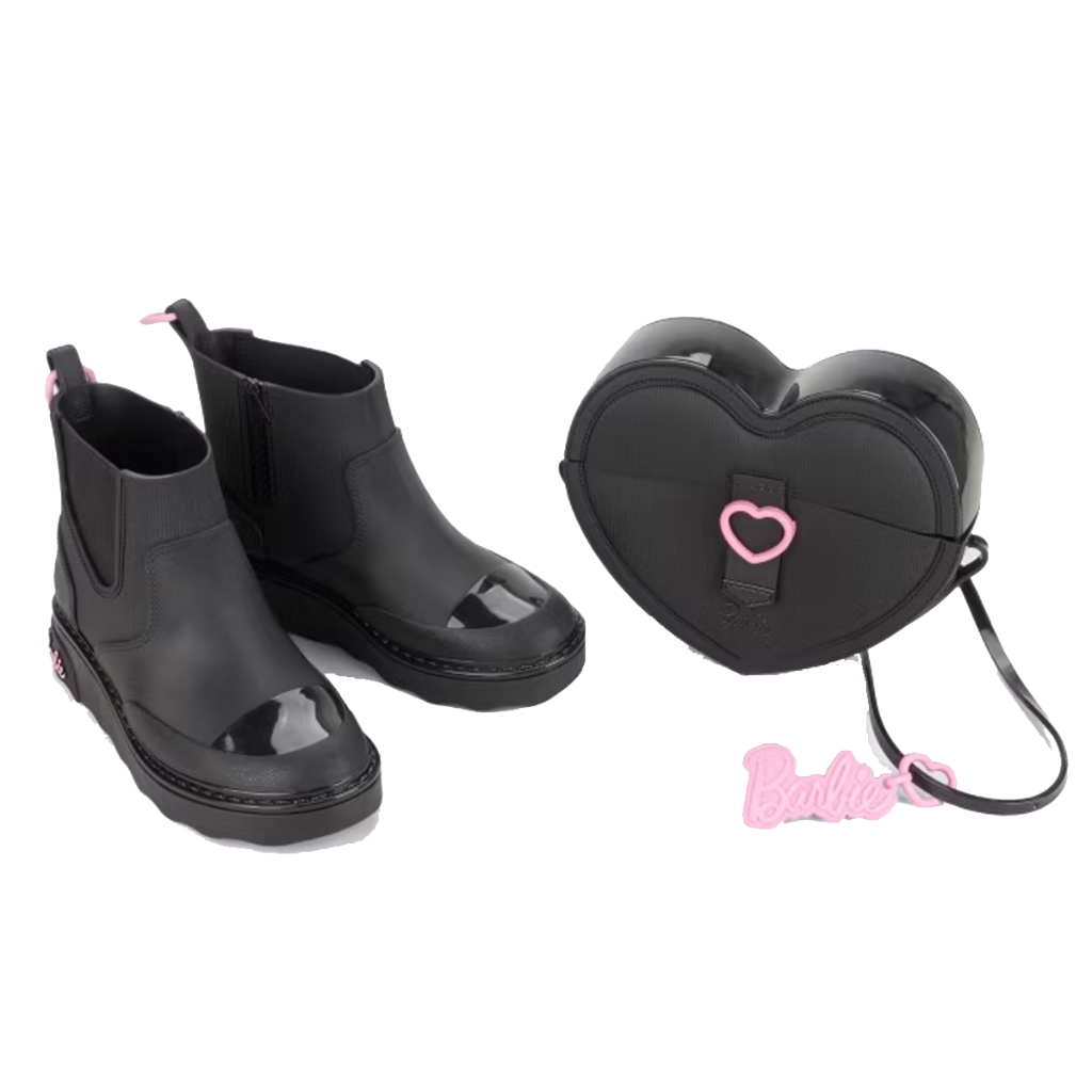 Bota Galocha Infantil Preta Barbie Heart Bag Grendene 23074
