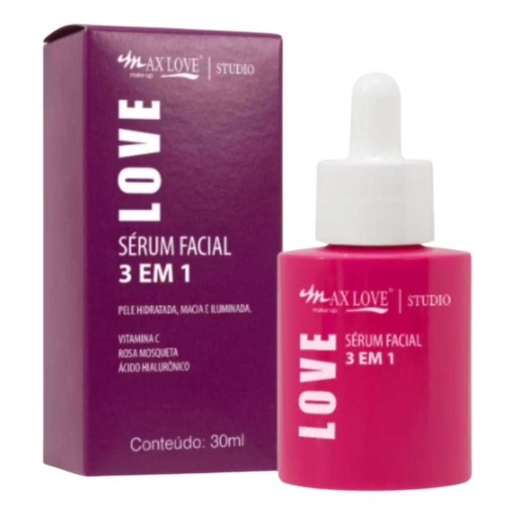 Sérum Facial 3 em 1 Max Love Vitamina C + Rosa Mosqueta + Ácido Hialurônico
