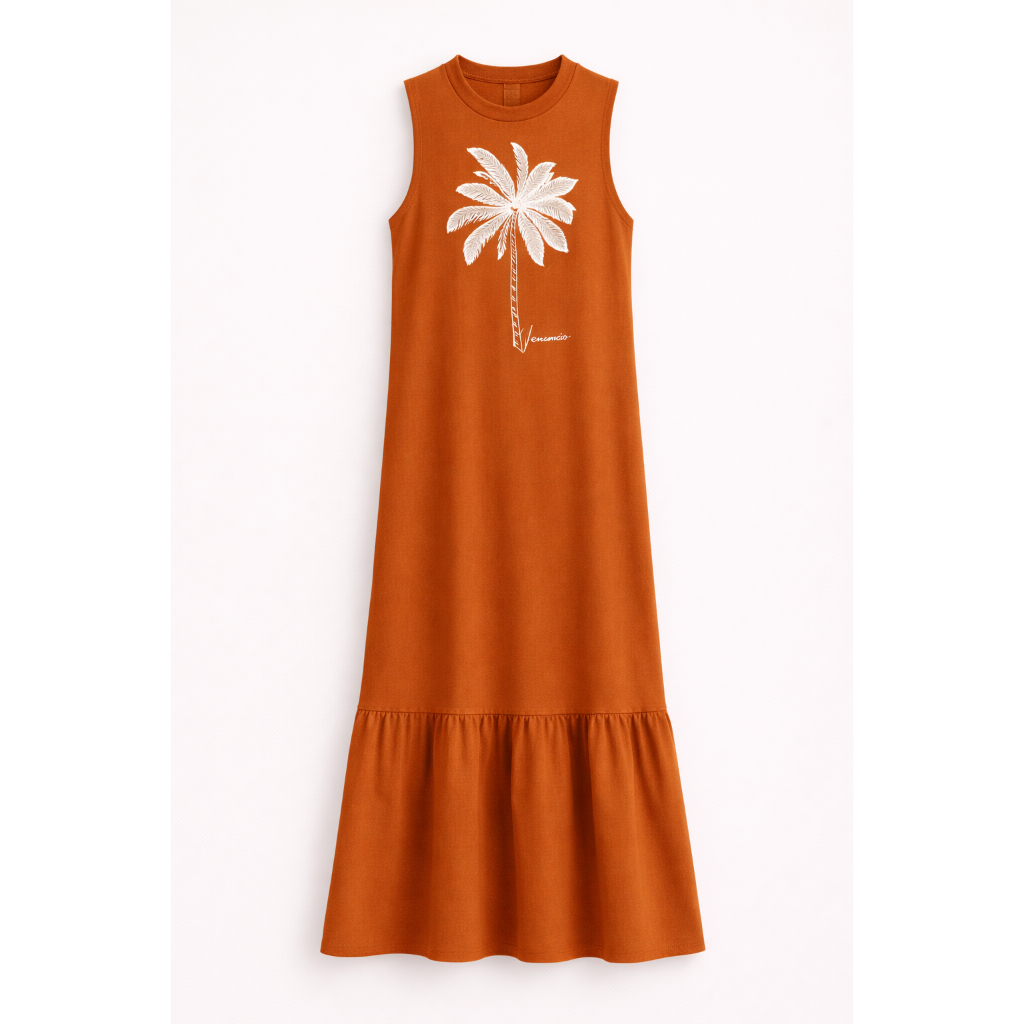 Vestido Feminino Longo Estampa Palm Puff farm