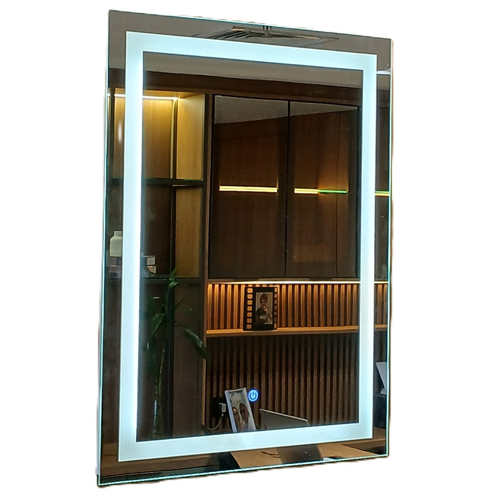 Espelho Decorativo de 60x80cm| Iluminado LED Frio | Touch Screen | Jateado | Banheiro | Camarim