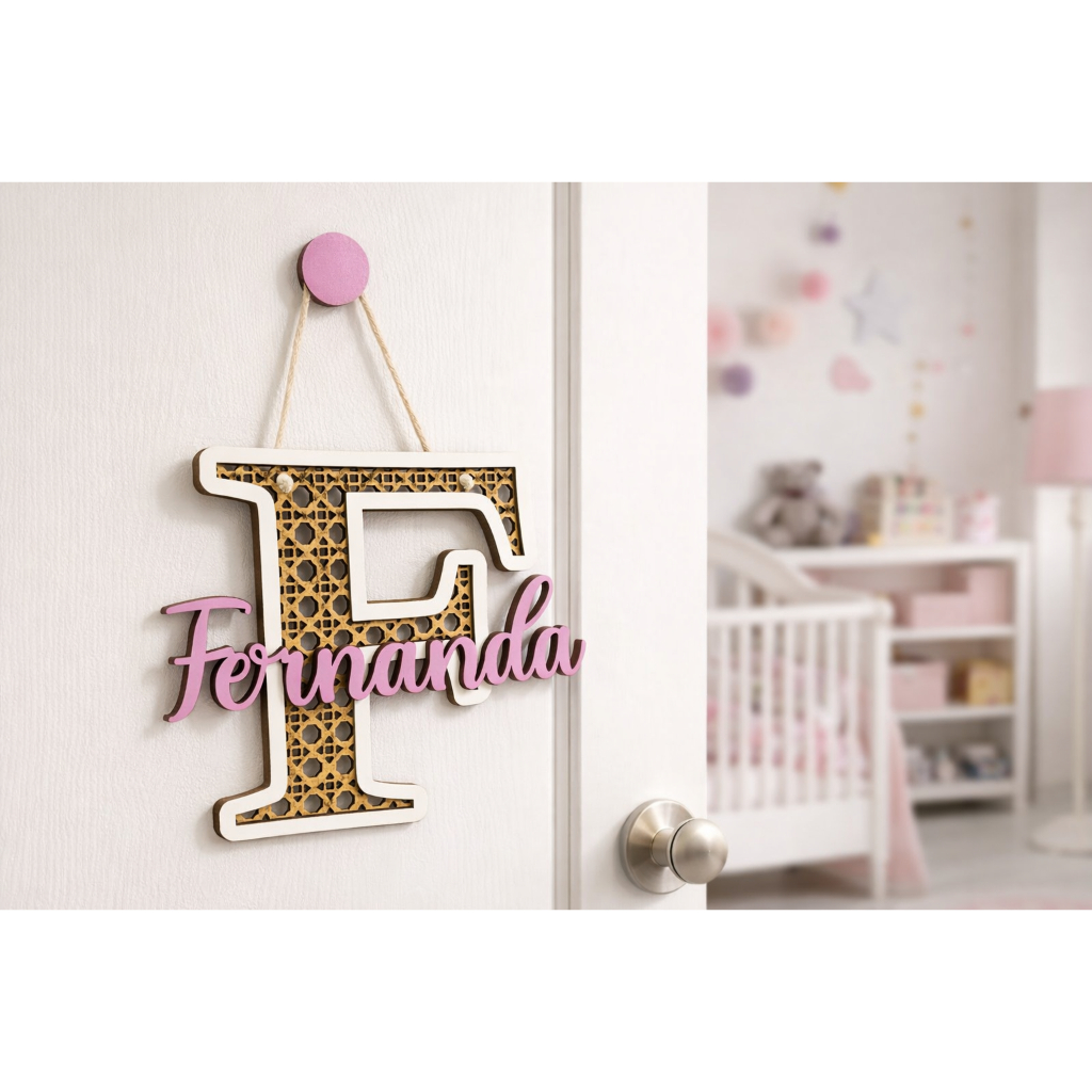 Porta Maternidade Bebe Com Nome 30x25 Mdf Decorada