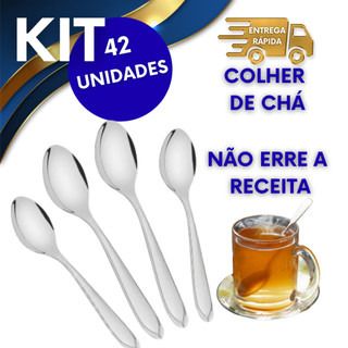 42 COLHERES DE CHÁ COM 13CM PARA MEXER CHÁ AÇUCAR CAFÉ ADOÇANTE NÃO ENFERRUJA MEDIDA CERTA