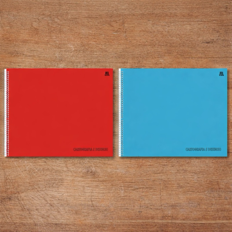 Caderno Escolar Cartografia Desenho 60 Folhas KBom Animativa Capa Lisa Vermelha e Azul Projetos Artísticos Papel 63g em Oferta na Shopee