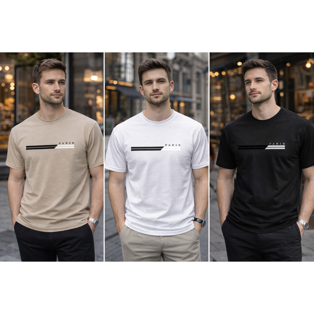 Kit 3 Camisas Masculinas 100% Algodão Premium Conforto Moda Casual Street Paris ||| PROMOÇÃO