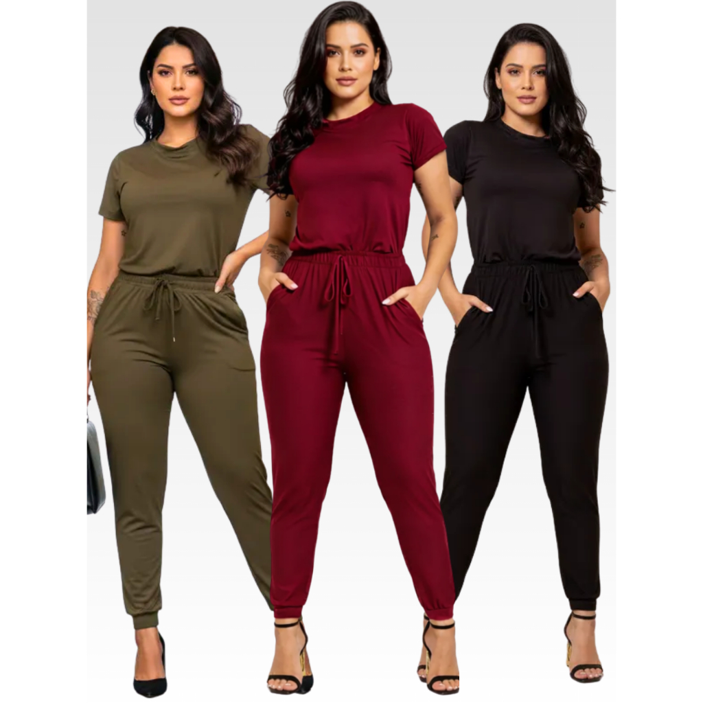 Conjunto Feminino Malha Suede Light Calça Jogguer Blusa Feminina Confortável Fardamento