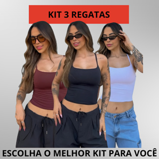 Kit 3 Blusa Regata Feminina Suplex Alça Fina Cropped Tube Básica Alcinha Blusinha em Oferta na Shopee
