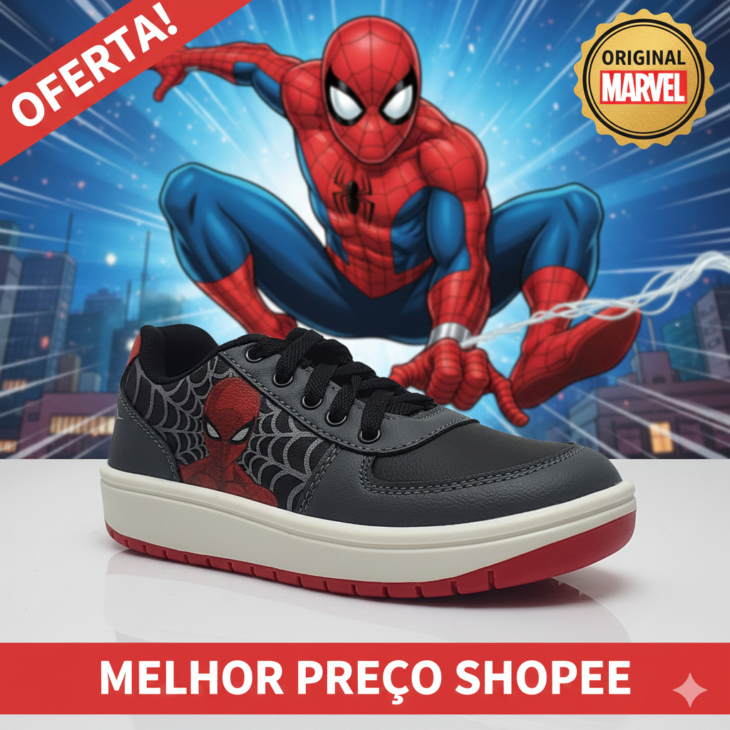 Tênis infantil masculino tênis de menino original Marvel tênis aranha de leve macio dia dia