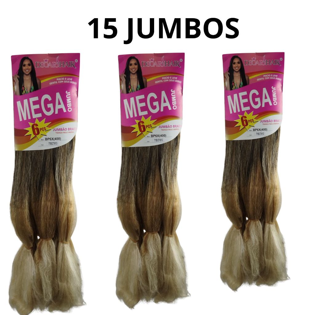 15 PACOTE DO CABELO JUMBO COR T1B/27/613 PARA TRANÇAS 400G