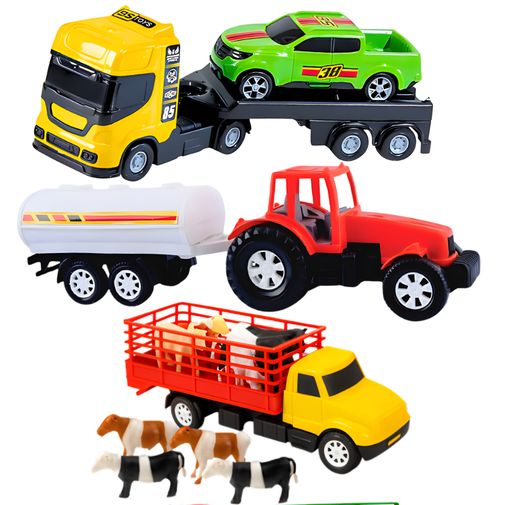 kits De Carrinhos Mini Caminhões Caminhão Carreta Reboque Carrinho Carro Brinquedo Infantil Presente Barato