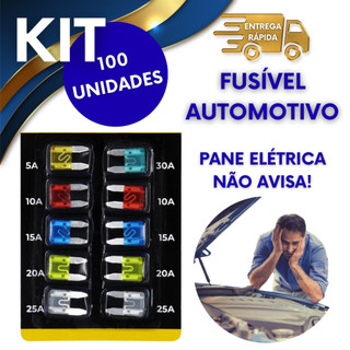 100 MINI FUSÍVEIS AUTOMOTIVO AMPERAGENS 5A,10A,15A, 20A, 25A 30A FUSÍVEL CARRO MOTO FIQUE SEGURO