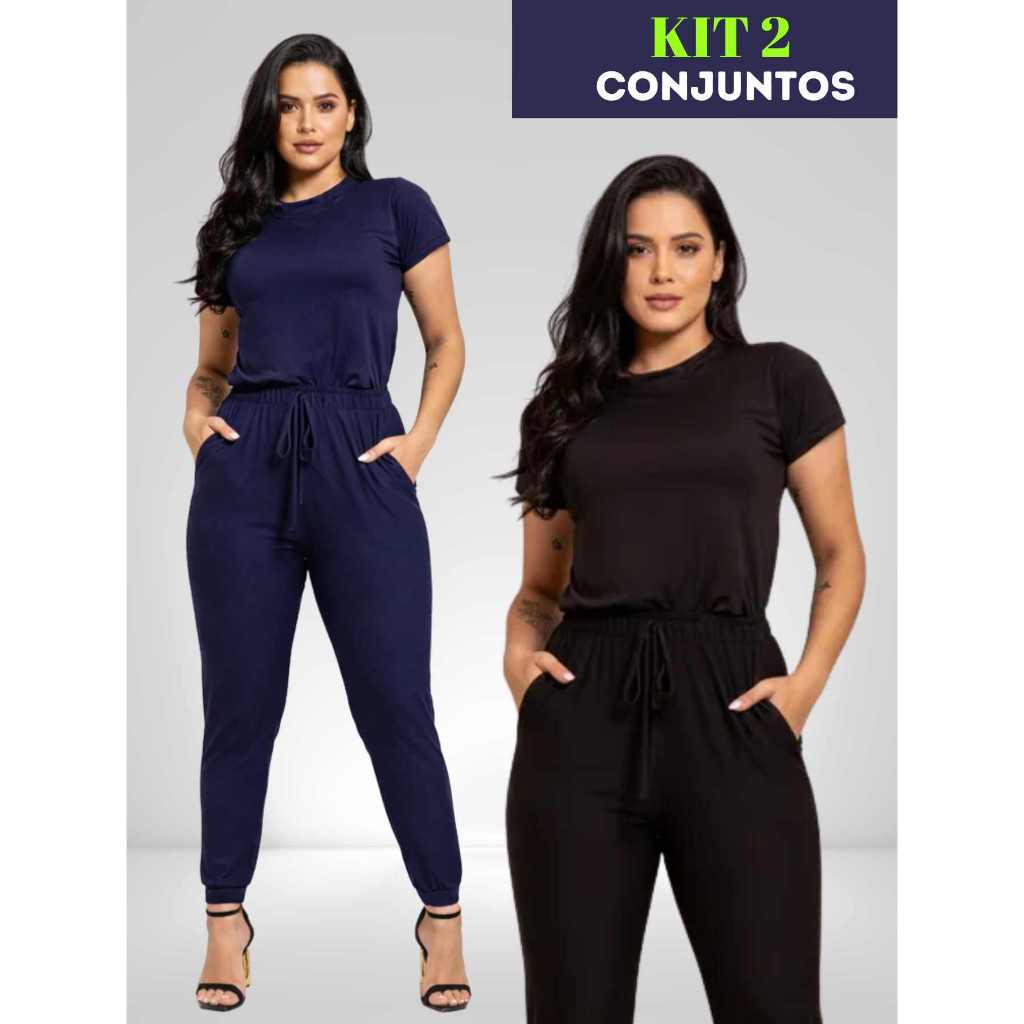 KIT 2 Conjunto Em Suede Light Calça Jogging Blusa Básica Confortável Enfermagem Fardamento Vendedora Esteticista