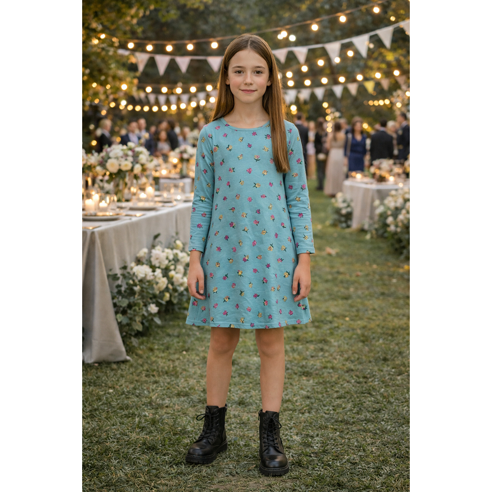 Vestido Juvenil Manga Longa Elian Em Malha 100% Algodão