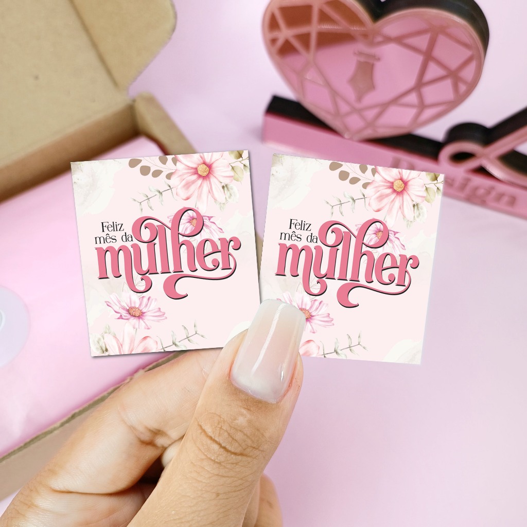 Até 200 Mini cartões Mês da Mulher - Floral - Lembrancinha para sua loja - Dia da Mulher em Oferta na Shopee