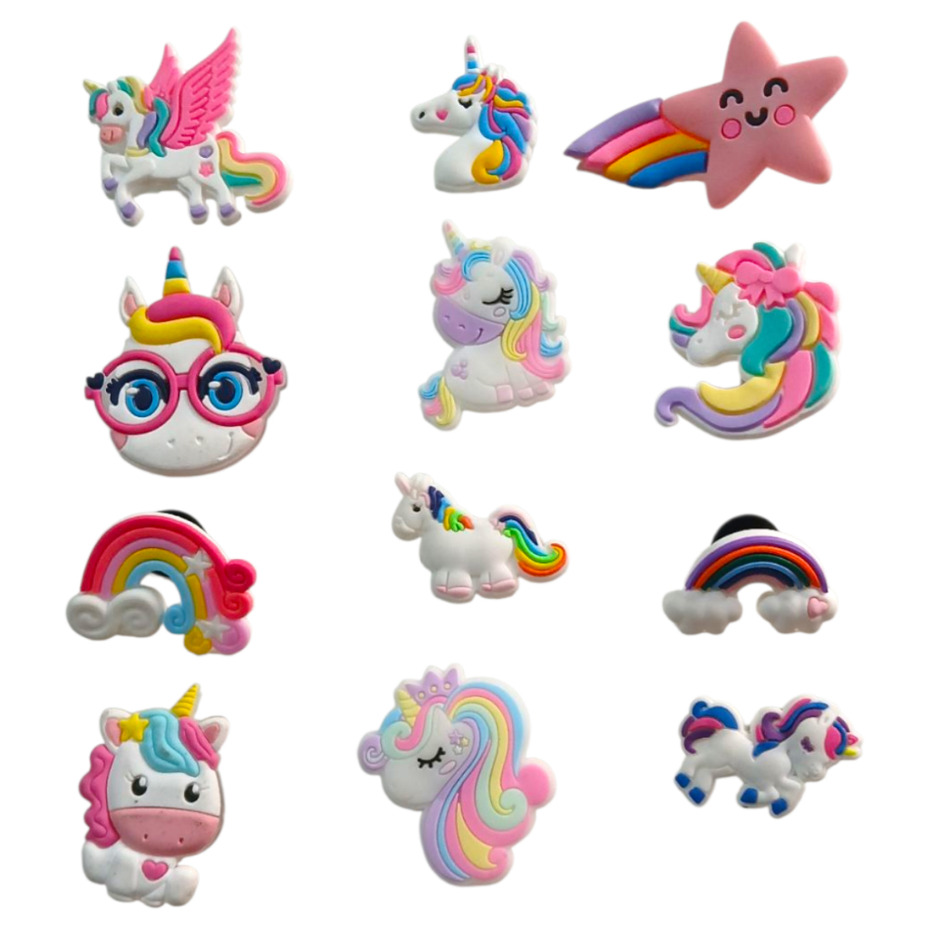 Kit com 12 Pins Botons Sortidos Personalizados para Chinelo Sandália Babuche Feminina