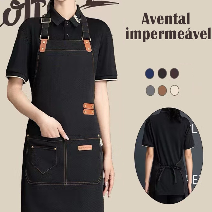 Avental Impermeável Ajustável em Lona Canvas Cozinha Restaurante Churrasco Unissex em Oferta na Shopee