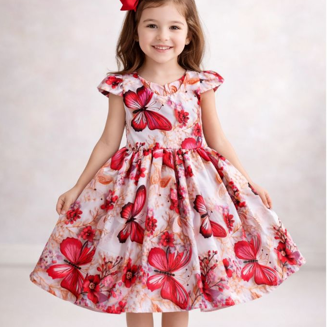 Vestido Infantil Menina Trapézio Rodado Bailarina Pintadinha Sky Stitch ANGEL Florais Desenho Verão em Oferta na Shopee