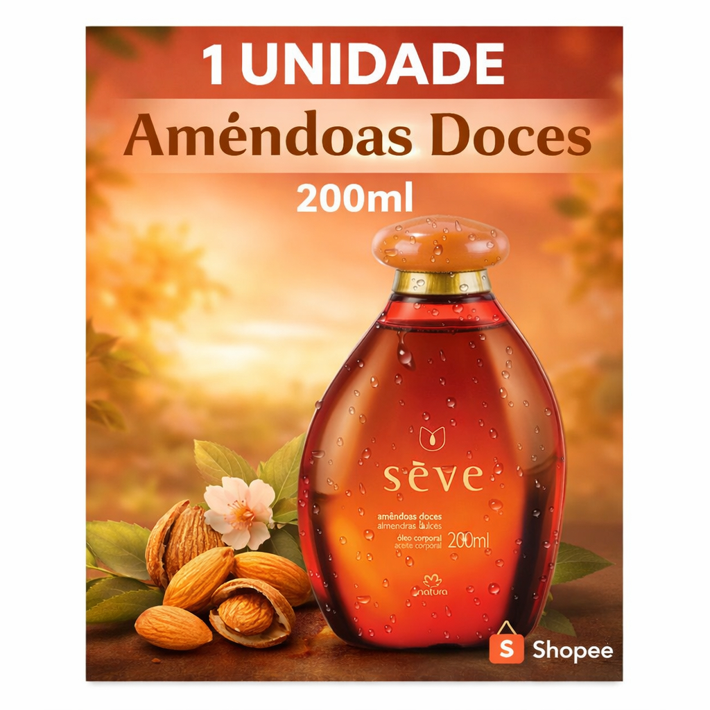 Natura Seve Amêndoas Doces ou Amêndoas e Cereja com Sabonete Óleo Corporal 200ml