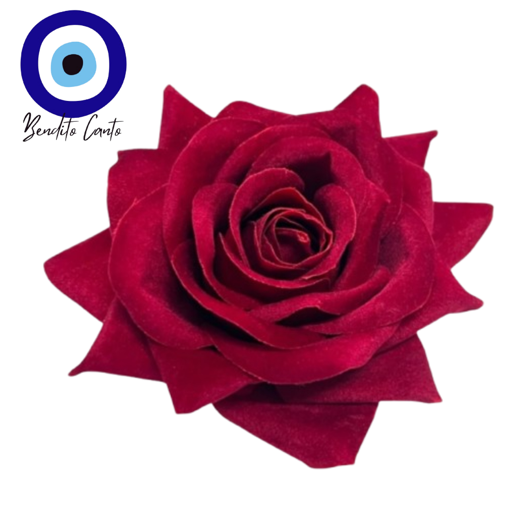 Rosa Aveludada LUXO Presilha De Cabelo -  Acessório Cigano E Pomba Gira Vermelha Luxo