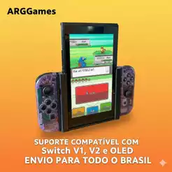 Suporte 3d Nintendo Switch Vertical (Flip Grip)