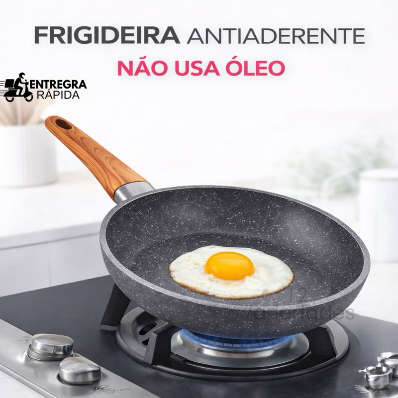 Frigideira Cerâmica Antiaderente Não Gruda Não Usa Óleo Cabo Seguro Alta Qualidade