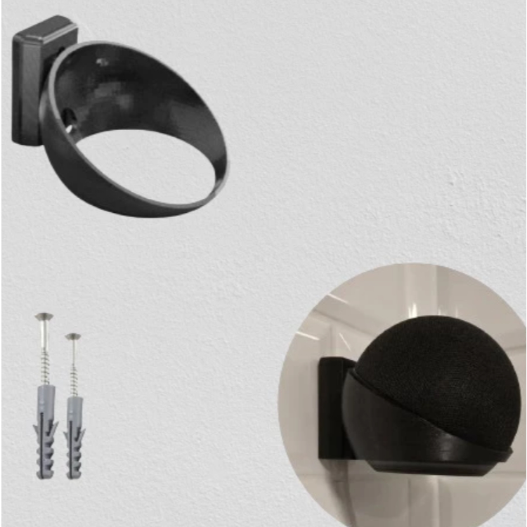 Suporte De Parede Para Alexa Echo Dot 4 e 5 Geração Stand Preto Fixo Resistente Fácil Instalação Compacto