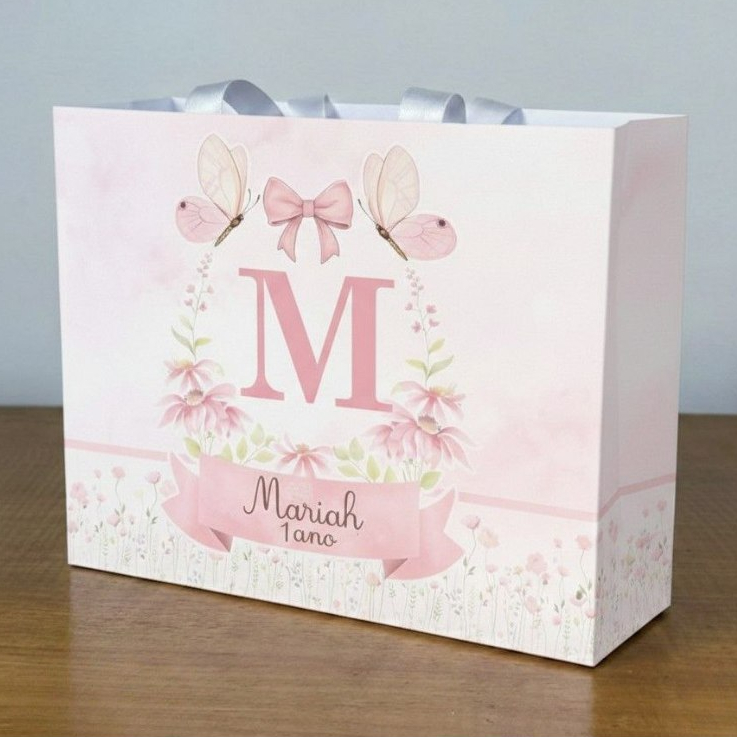 Sacolinha Personalizada Jardim das borboletas / Jardim Encantado - Lembrancinhas - mimos - festa
