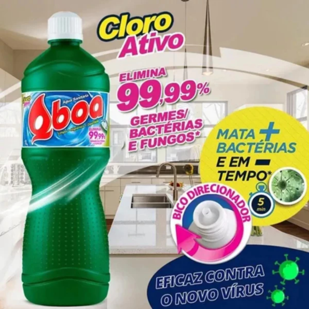 Água Sanitária Qboa 1L | Limpeza, Brancura e Proteção Total