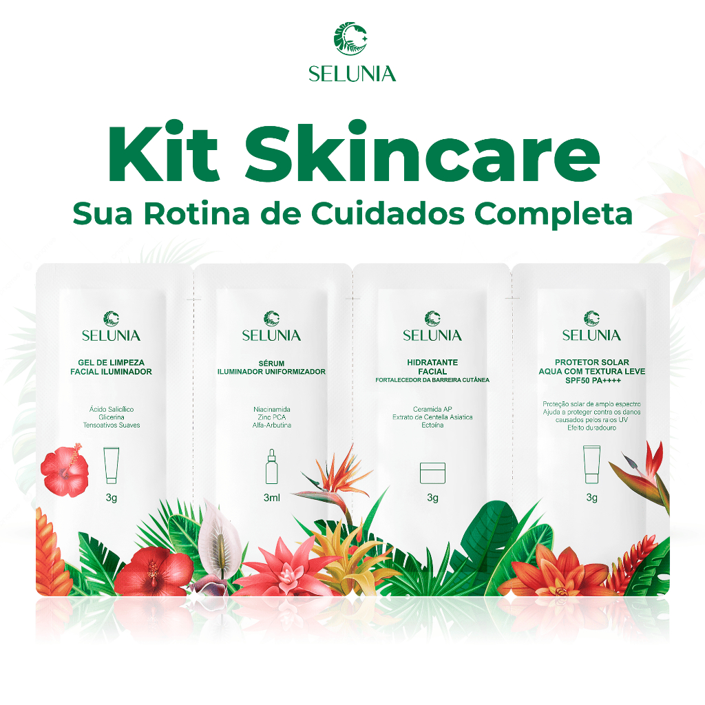SELUNIA Kit Skincare Sérum+Protetor Solar+Gel de Limpeza+Hidratante Facial 4 Miniatura Original 12g