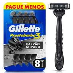 Aparelho de Barbear Descartável Gillette Prestobarba 3 Carbono 08 Unidades