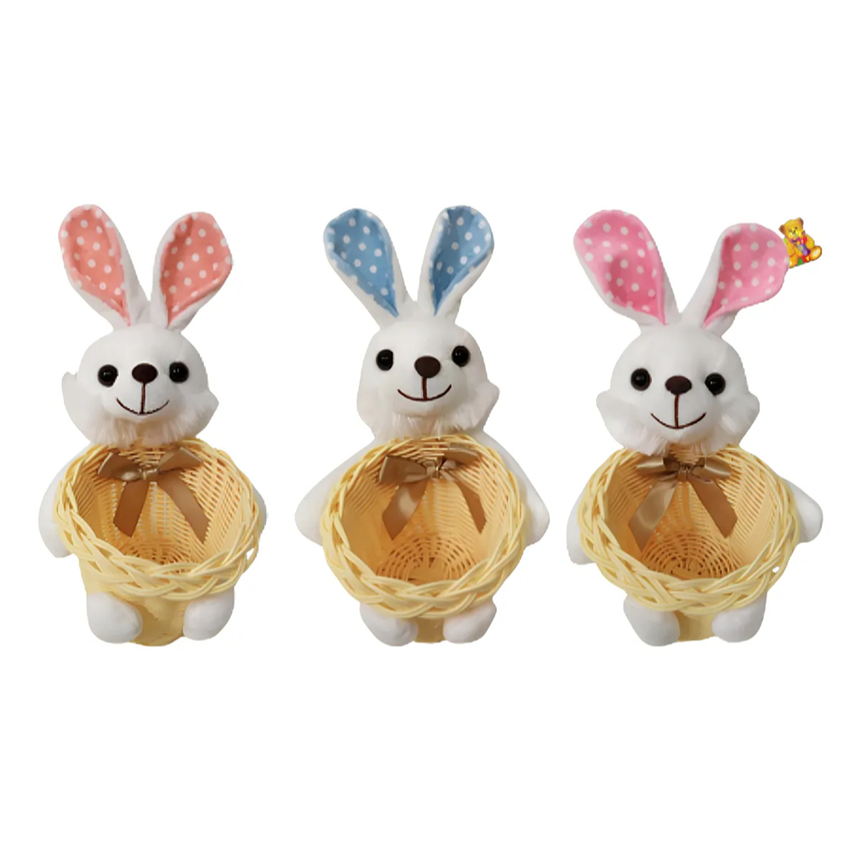 Coelho De Pelúcia Com Cesta P/ Ovos De Páscoa Decoração em Oferta na Shopee
