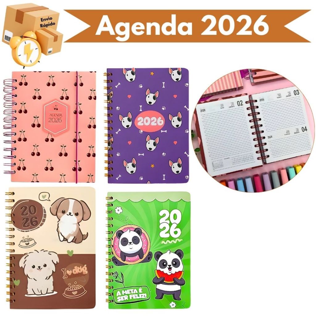 Agenda 2026 Diária Capa Dura Espiral Planner Caderneta Calendário em Oferta na Shopee
