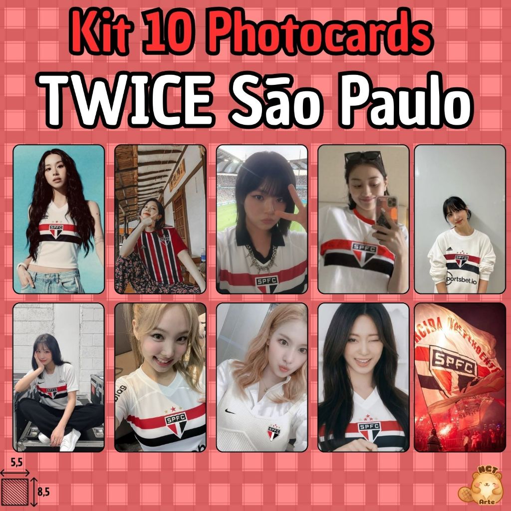 Kit com 10 Photocards TWICE – Edição São Paulo FC