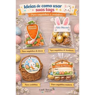 ENVIO EM 24H - Kit 30 Tags de Páscoa para Lembrancinhas | Personalizadas | Saquinho | Escola | Igreja | Coelho em Oferta na Shopee