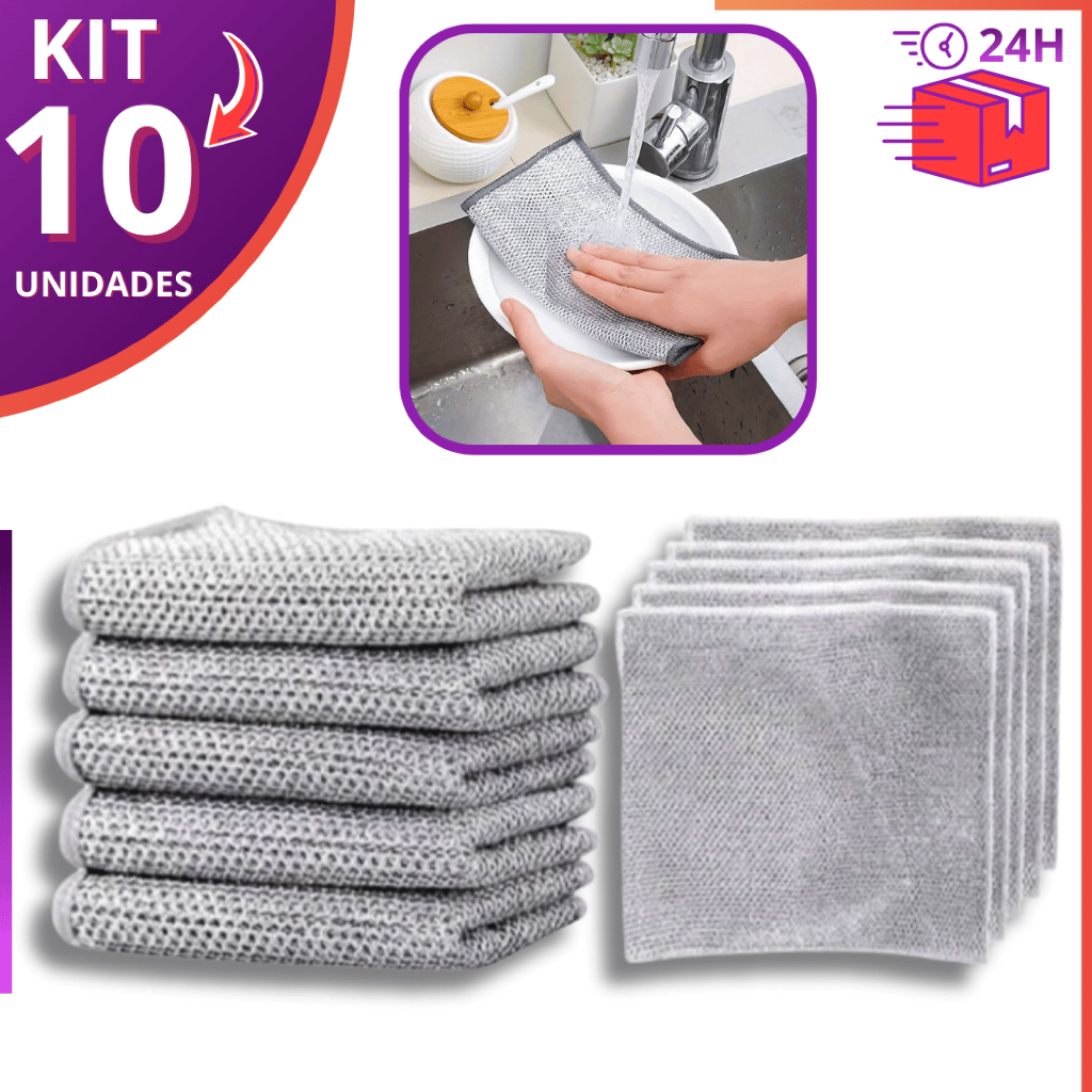 Kit 10 Pano de Limpeza em Arame Metálico Abrasivo Não Oleoso para Panelas e Fogão Pratico Multiuso em Oferta na Shopee