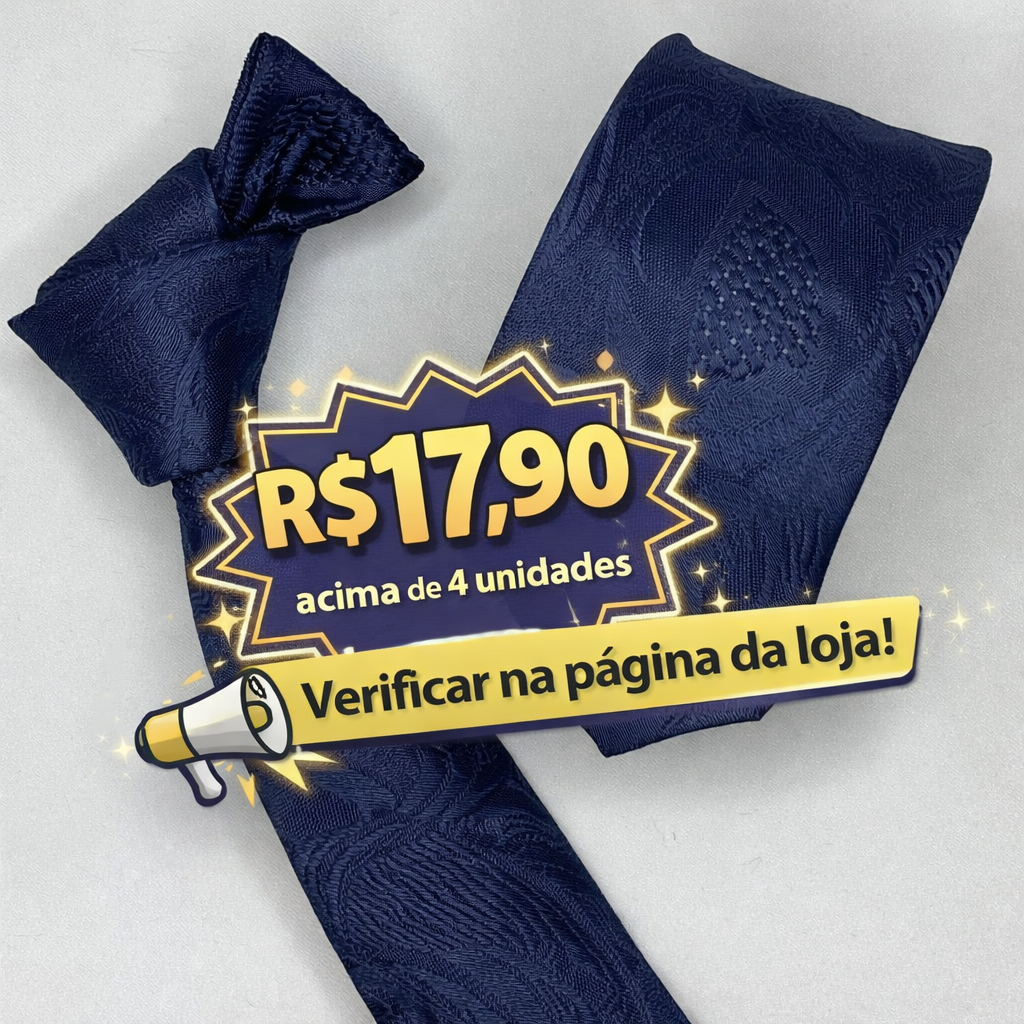 Gravata masculina Azul Marinho trabalhada R$17,90 acima de 4 unidades-Verificar na página da loja! em Oferta na Shopee