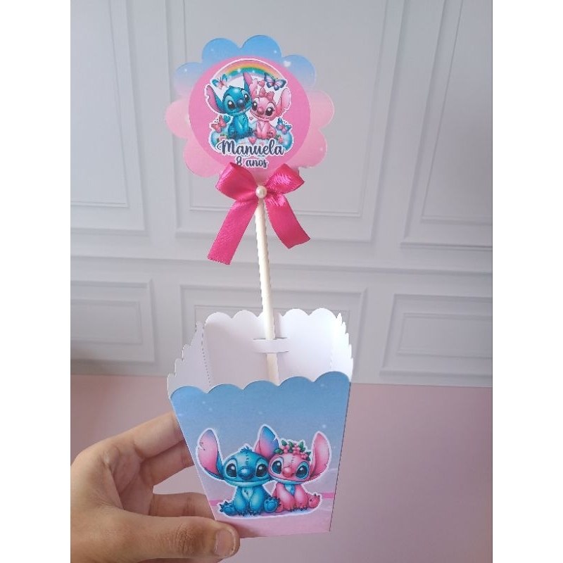 PEGUE E MONTE - Centro de Mesa  Stitch e Angel para aniversário/ Decoração/Lembrancinha/Kit Festa
