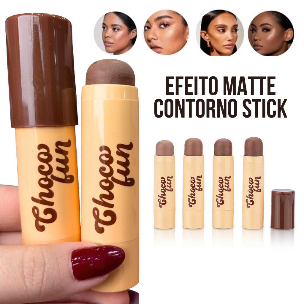 Contorno Facial Fenzza Choco Fun em Bastão Stick Cremoso para Maquiagem – Fácil de Esfumar | FZ27009 em Oferta na Shopee